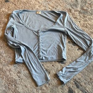 Sunday Best Light Blue Long Sleeve Crop Top Small